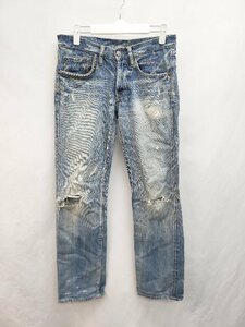 ◇ HYSTERIC GLAMOUR ヒステリックグラマー ダメージ加工 ボタンフライ デニム ジーンズ サイズ28 ブルー系 レディース P