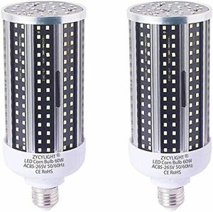 LED 60W/2 個入 LEDコーンライト トウモロコシ型 60W LED電球 E26口金 6000LM 6000K 400-4