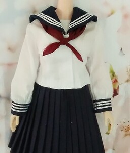 (トール)1/6サイズ　12インチ 人形服　合い服　白長袖セーラー服　制服　シームレス素体 TB LEAGUE S42等に