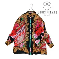 09T986☆ Louis Féraud シルク 総柄 花柄 ボックスシャツ M