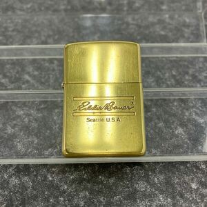 ZIPPO Zippo ジッポー Eddie Bauer エディバウアー Seattle U.S.A 刻印 1932 ボトム 1989年製 オイルライター ゴールド 発火確認済み！