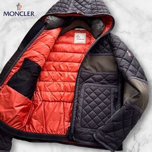 美品/希少XL位◎MONCLER GRENOBLE モンクレール グルノーブル BRYE キルティング ダウンジャケット ロゴ刺繍 フード 切替 ブルゾン size4