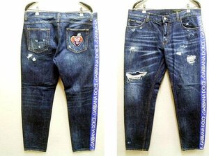 ◇即決[54]DOLCE&GABBANA DENIM REGULAR 豚 スーパーマン ハート 側章 タキシード サイドライン リペア ストレッチ デニム パンツ■2163