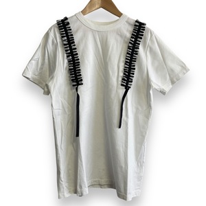 美品 22SS BORDERS at BALCONY ボーダーズアットバルコニー SUSPENDER TEE 半袖 フリル付き Tシャツ カットソー 36 ホワイト