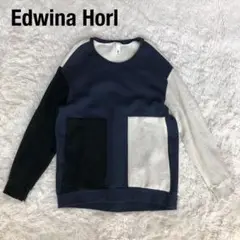 エドウィナホールEdwina Horl切り替えスウェットネイビー×クリーム