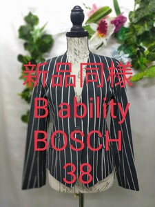 新品同様 B ability BOSCH ノーカラージャケット38 ストライプ