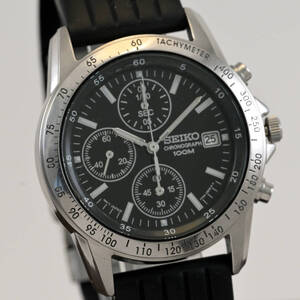 稼働品 SEIKO セイコー 腕時計 クォーツ SEIKO QUARTZ Chronograph Date Ref.7T92-0DW0 38mm 黒文字盤 Black Dial #P4O-733-7A