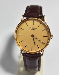 手巻き 稼働品 ロンジン メンズ腕時計 ゴールド文字盤 LONGINES