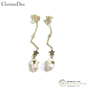 クリスチャンディオール （Christian Dior） CDロゴ スター パールピアス GP ゴールド 両耳用（中古）