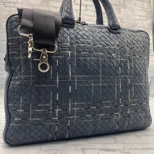 絶盤●BOTTEGA VENETA ボッテガヴェネタ メンズ ビジネスバッグ ブリーフケース ショルダー 2way アトラス イントレチャート グレーブルー