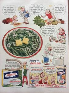 即決【mid-century advertising/LIFE/POST/広告778】BIRDS EYE/バーズアイ/冷凍食品/アメリカンカルチャー/ミッドセンチュリー