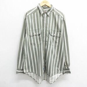 XL/古着 リーバイス Levis 長袖 ブランド シャツ メンズ 00s 大きいサイズ コットン 緑他 グリーン ストライプ 23aug26 中古 トップス