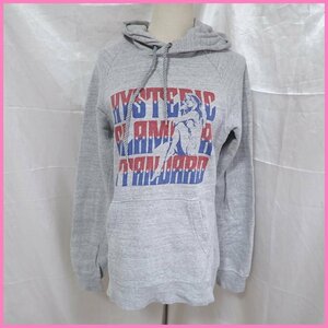 ★HYSTERIC GLAMOUR/ヒステリックグラマー HG AMERICA プルオーバーパーカー FREE/レディースM相当/杢グレー/ガール/フーディー&1016900118