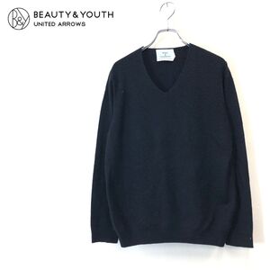 1D2686-F-N◆ BEAUTY & YOUTH UNITED ARROWS ビューティーアンドユース カシミヤブレンドニット セーター Ｖネック ◆ ブラック 秋冬