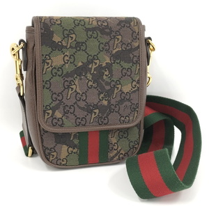 GUCCI ショルダーバッグ シェリーライン GGキャンバス カモフラージュ カーキ ブラウン 723142