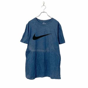 NIKE 半袖 ロゴ プリント Tシャツ M ネイビー ブルー ブラック ナイキ スポーツ シンプル 大きめ 古着卸 アメリカ仕入 a508-5808