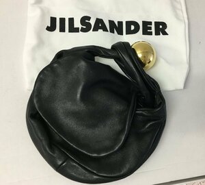 ◆JILSANDER　ジルサンダーSPHERE　SMALL　POUCH　スフィア　スモール　ポーチ　ハンドバッグ　レザー 黒金