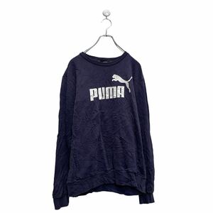 PUMA プリント スウェット トレーナー プーマ M ネイビー ロゴ 古着卸 アメリカ仕入 a606-5418