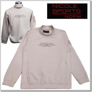 ニコルスポーツ NICOLE SPORTS (NICOLE CLUB FOR MEN) ロゴプリントモックネックプルオーバー 4464-9831-18(ベージュ)-48(L) ハイネック