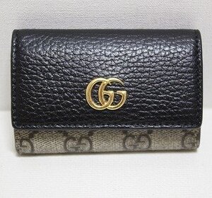 GUCCI グッチ　GGマーモント 6連キーケース 456118 ブラック×ベージュカラー