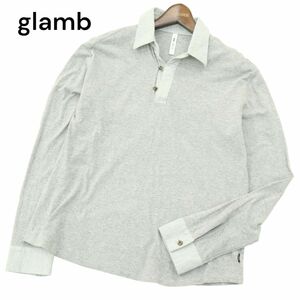 glamb グラム 通年 クレリック風★ 切替 長袖 ポロシャツ Sz.1　メンズ グレー 日本製　A4T03118_3#C