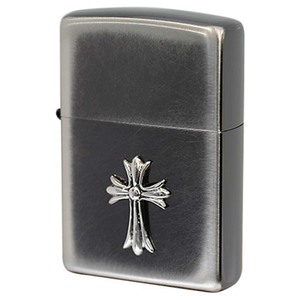 Zippo ジッポライター クロス 十字架 Cross ユーズドメタル スピニングブラッシュ ニッケルメッキ NiB クロス メール便可