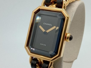 CHANEL 腕時計 プルミエールM E.K. ベルト約15cm 59075 黒文字盤 ゴールド 2針 シャネル