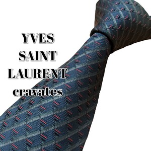 ★YVES SAINT LAURENT cravates★ダークグレー系　日本製