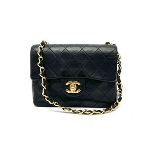 1円 良品 CHANEL シャネル ミニ マトラッセ ターンロック ココマーク ラムスキン チェーン ショルダー バッグ eK0101N