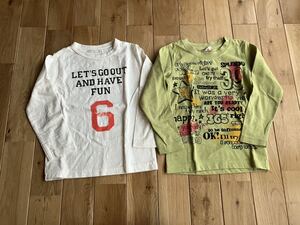 中古 男の子 ロンT 長袖 Tシャツ セット 110センチ 白 グリーン