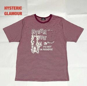 【人気】HYSTERIC GLAMOUR　ヒステリックグラマー　HYS DEVIL pt ポケ付Tシャツ　ボーダー柄　リンガーネック　ヒスデビル　02182CT32