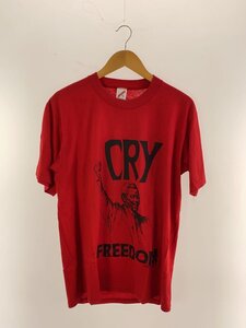 JERZEES◆Vintage/90s/USA製/CRY FREEDOM/Tシャツ/XL/コットン/RED/両面プリント