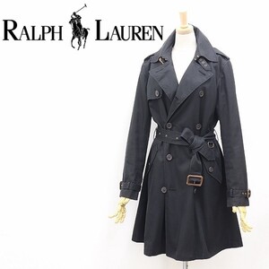 国内正規品◆RALPH LAUREN ラルフ ローレン コットン スプリング トレンチ コート ブラック 9