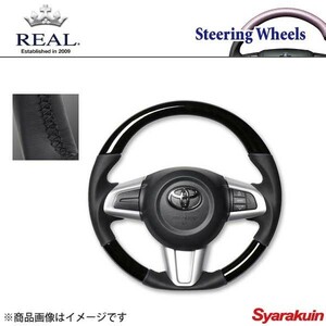 REAL レアル ステアリング SUBARU/スバル ジャスティ 900系 オリジナルシリーズ ガングリップ ブラックウッド ブラック ユーロステッチ