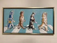 猫 オイルペイント 絵画