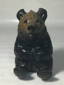 民芸 郷土品 木彫りのくま 熊 全長約13cm 置物 インテリア 詳細不明 現状品 昭和レトロ