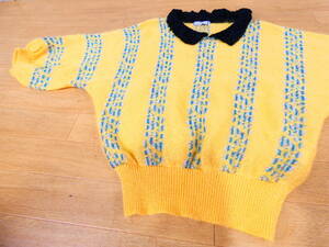 ☆S)80’s.Archive【Yves Saint Laurent】DESIGN SWEATER★size:M イヴ.サンローラン/デザインニット/当時物/ライセンス品/80年代@60