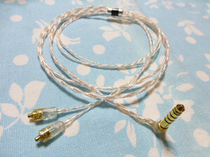 MMCX ケーブル (ストレート) 6N純銀撚り線 + Pure OCC 4.4mm5極 L字 125cm Shure JVC FD01 FD02 ULTRASONE Edition M Edition 8 Edition 5