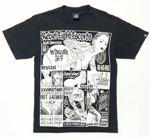 衝撃の1円スタート！最強ストリートモデル！【REBEL8 レベルエイト】オリジナルプリント 半袖Tシャツ【サイズS】ブラック トップス N-M48