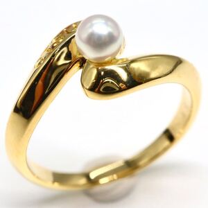 【売り切り】1円〜!!MIKIMOTO(ミキモト)▲K18 アコヤ本真珠ベビーパールリング▲J 約3.2g 約11号 diamond pearl ring 指輪 EC1/EC C103