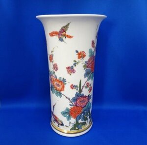 B01772★LENOX SAXONY VASE 花瓶 フラワーベース / レノックス 花 フラワー 鳥 蝶 コレクション マイセンレプリカ 工芸 ヴィンテージ