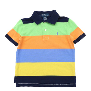 古着 キッズ ラルフローレン Polo Ralph Lauren 半袖ポロシャツ ボーダー マルチカラー サイズ表記：3　gd79051 OK03