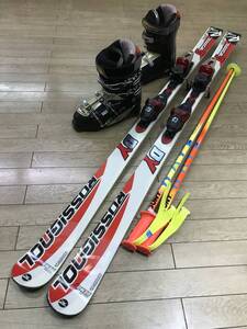 ☆★☆2025セール！メンズカービングスキー４点セットN386 ROSSIGNOL DEMOGANNMA 167cm /靴 HEAD　26.0-26.5cm/ POLE新品115cm