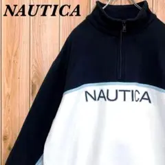 『超人気デザイン』NAUTICA スウェット ハーフジップ ロゴ 刺繍 US輸入