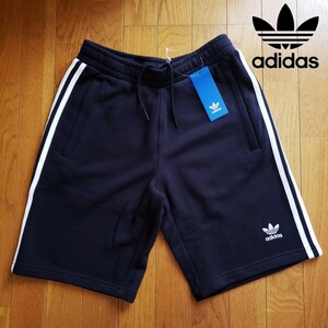 【新品】adidas Originals ショートパンツ Mサイズ ブラック ハーフパンツ アディダス フレンチテリー 3ストライプ ショーツ 黒