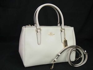 1円 ■美品■ COACH コーチ F44958 サリー レザー 2WAY トート ハンドバッグ ショルダー クロスボディ 斜め掛け ホワイト系 BM1229