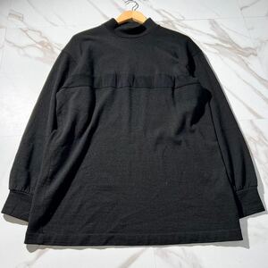 極美品 田中オム◆COMME des GARCONS HOMME ハイネックニット セーター AD1992 ウールギャバジン 切り替え L相当 黒 コムデギャルソンオム