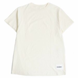 美品□JIL SANDER＋ ジルサンダープラス KKPMZB7102 ロゴパッチ オーガニックコットン100％ 半袖Tシャツ/カットソー アイボリー S 正規品