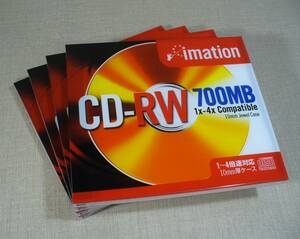 imation　CDRW80A　データ用CD-RW　700MB/書き換え型-RW/1～4倍速対応　4枚セット　未開封品！