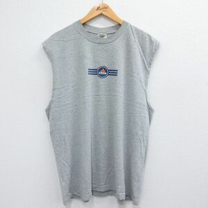 XL/古着 アディダス adidas ビンテージ ノースリーブ Tシャツ メンズ 90s バスケットボール ワンポイントロゴ クルーネック グレー 霜